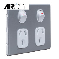 Slimline Double Powerpoint 10A Horizontal Cover - Aluminium